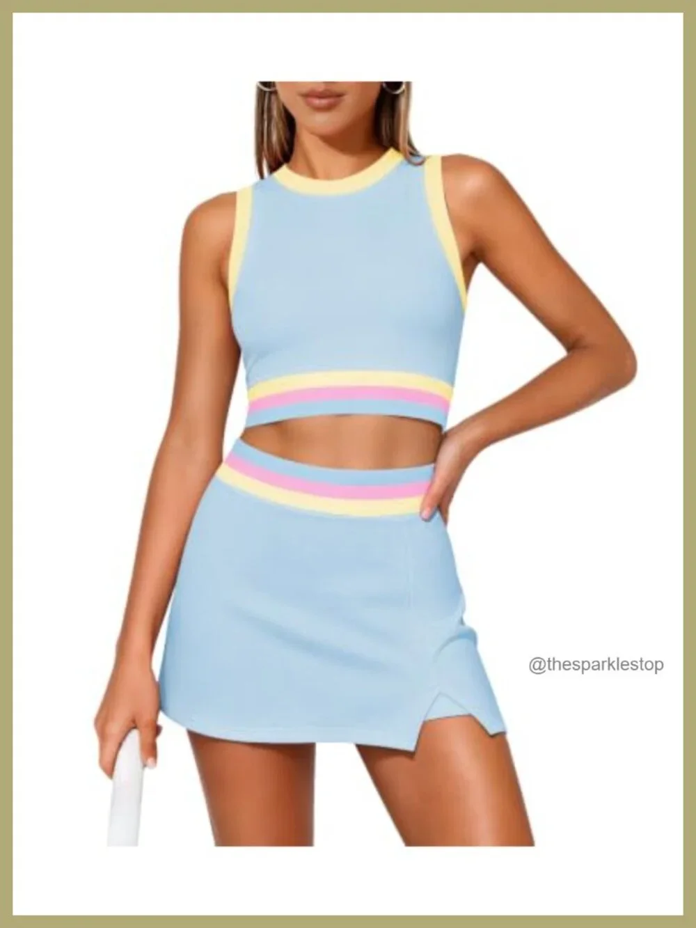 Women's 2 Piece Tennis Skirt Set with Built-in Shorts and Pockets, Sleeveless